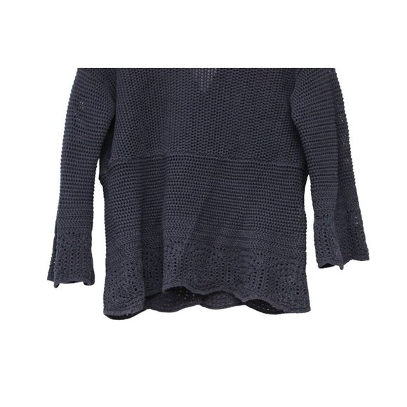 J Jill Blouse Medium Chunky Open Knit Blue 100% Cotton Beach Coastal Resort Boho - Picture 11 of 12